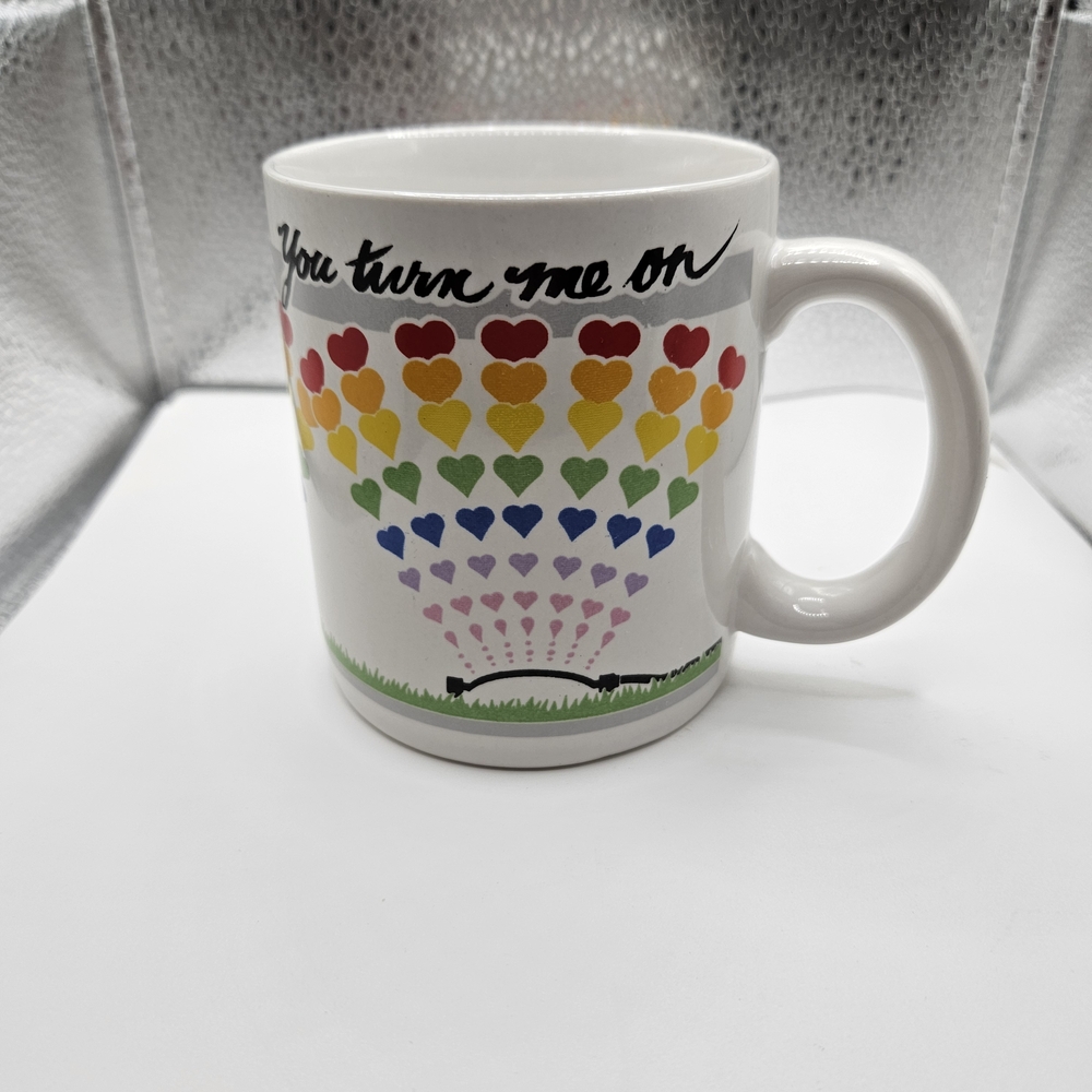 Colorful "YOU TURN ME ON" Rainbow Sprinkler Heart Mug